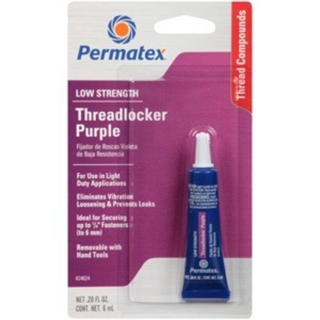 PERMATEX Automotive Low Strength Threadlocker Purple 6mL tube carded 24024